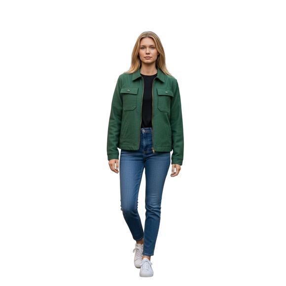 L L Bean Vintage Signature Chamois Barn Jacket Green Women's Size Small - Picture 1 of 7